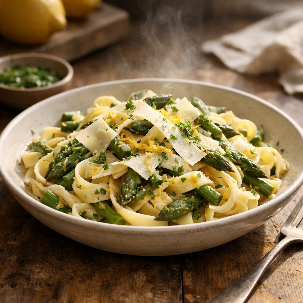 Spring Asparagus Pasta with Lemon, Parmesan and Herbs