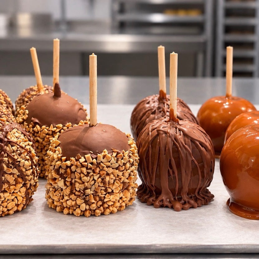 1/2 dipped Caramel & Chocolate & Nuts - Apple Apples & Stix Candy Company