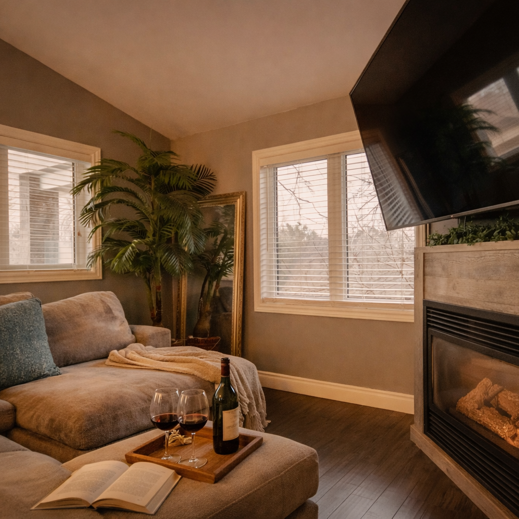 The living room of Lee and Maria's lofts