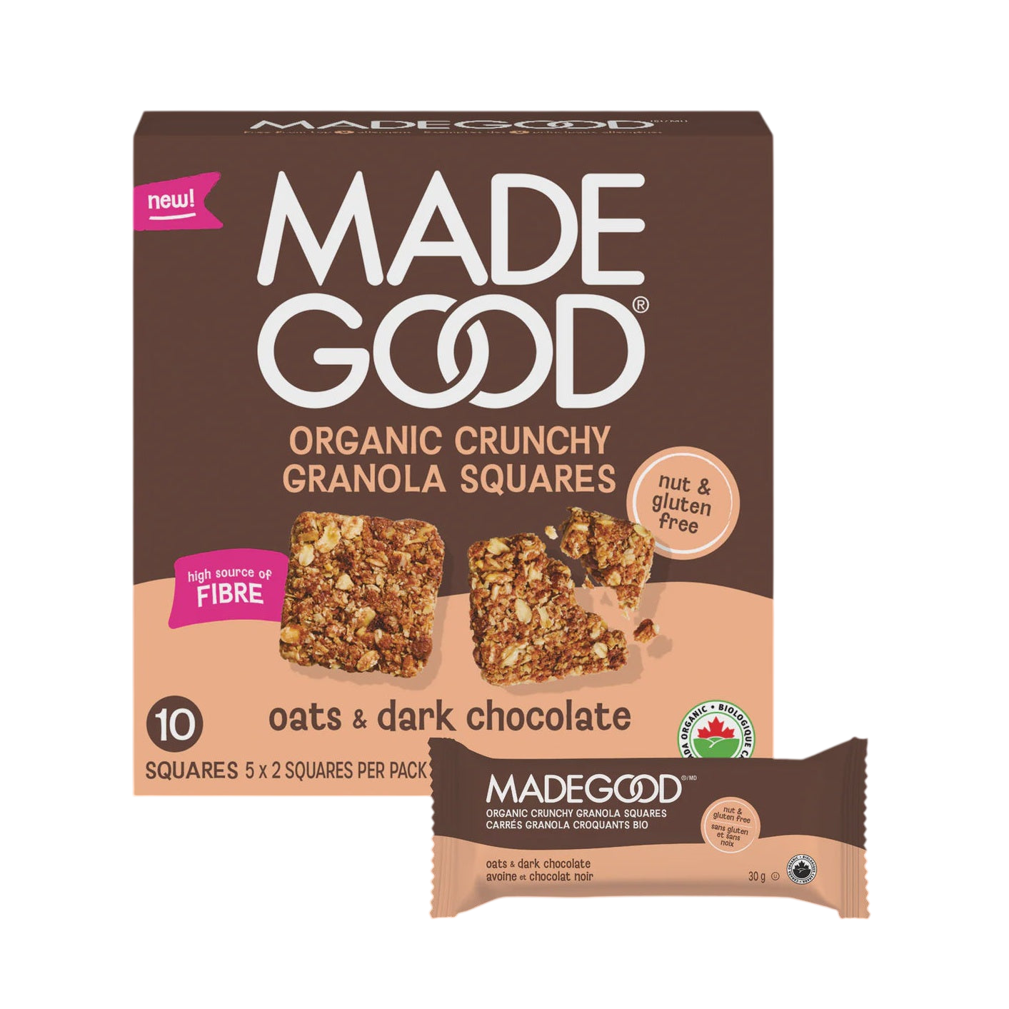 MadeGood Org. Crunchy Granola Squares Oats & Dark Chocolate