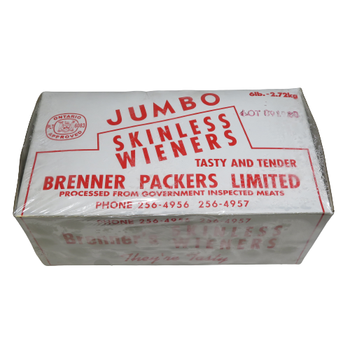 Brenners, Jumbo Skinless Wieners 6lb Box Brenner