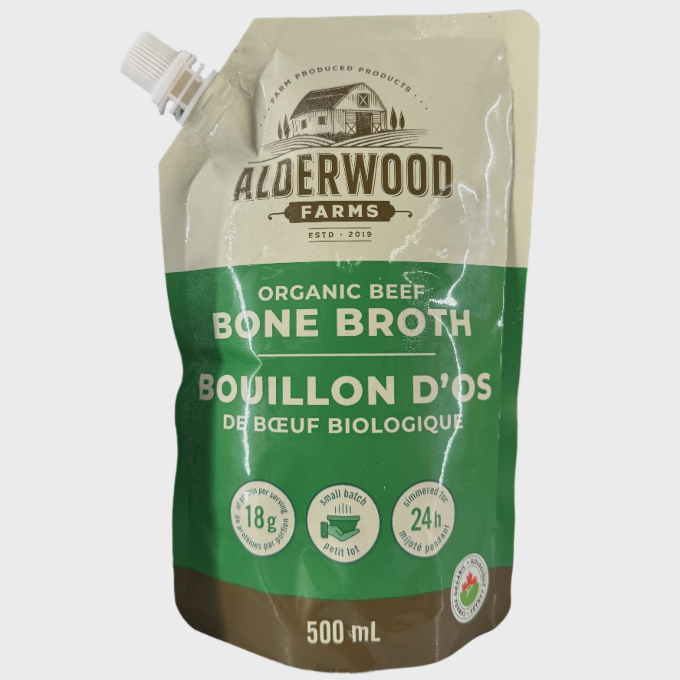 Alderwood Farms, Organic beef bone broth 500ml Alderwood Farms