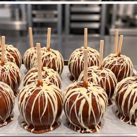 Pumpkin Spice Caramel Apple Drizzled w/White Chocolate Apples & Stix Candy Company