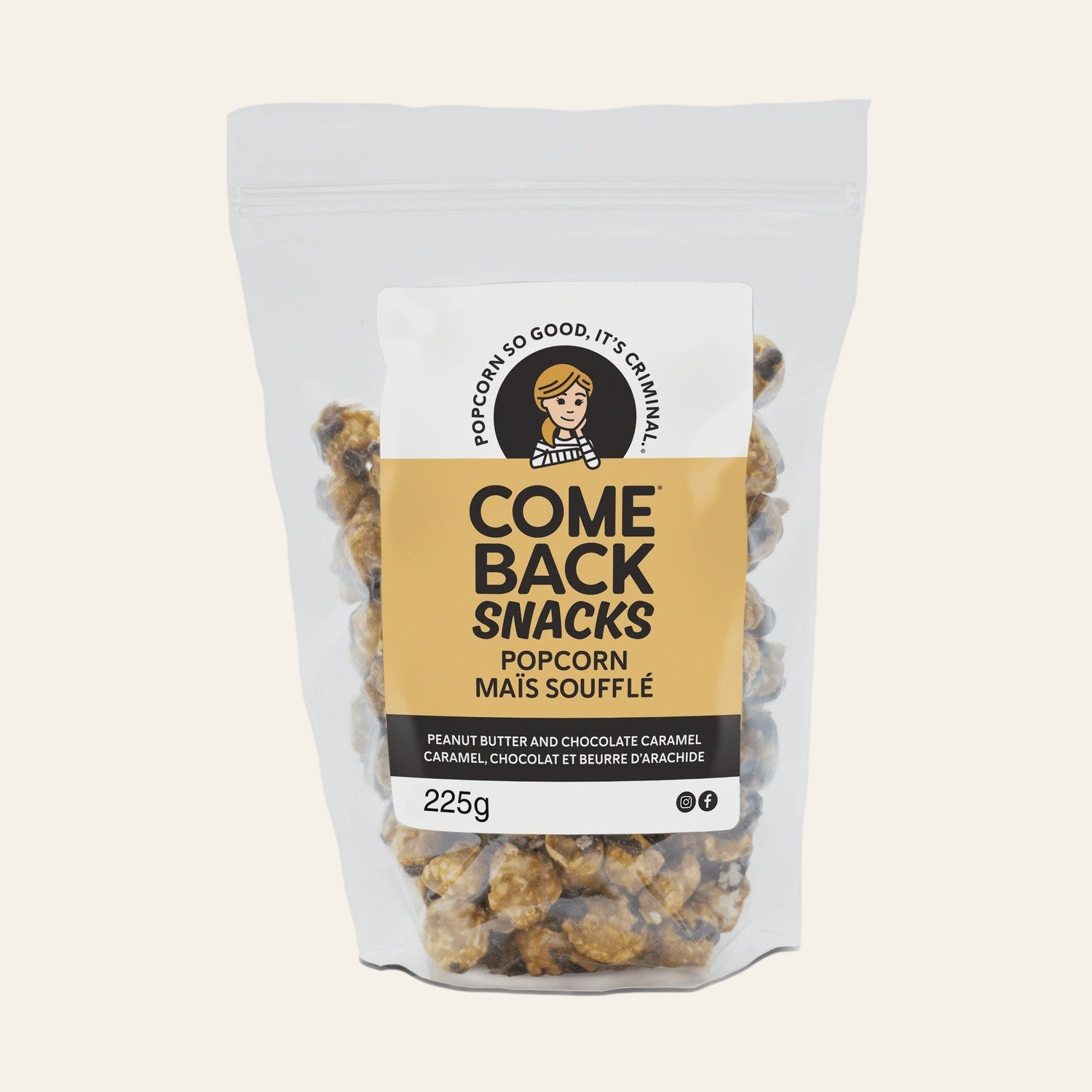 Come Back Snacks Peanut Butter & Chocolate Caramel Popcorn